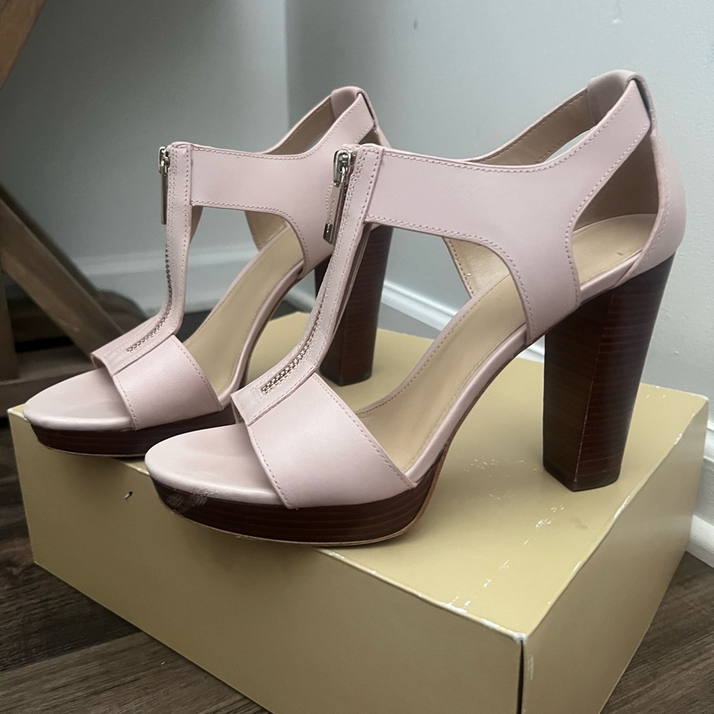 Michael Kors Light Pink Block Heel Sandals